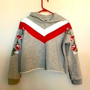 Hudson Embroidered Floral Rough Hem Hoodie Girls XL See video or adult XS